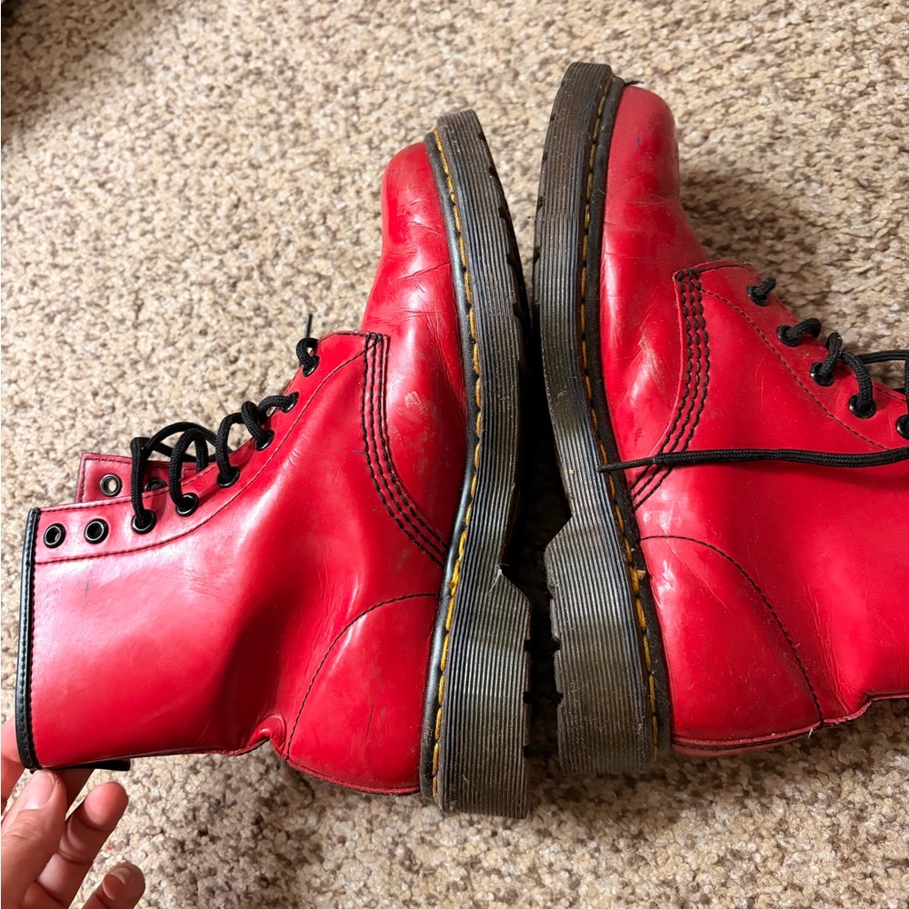 Dr. Martens Red Patent Leather Boots - Picture 6 of 8
